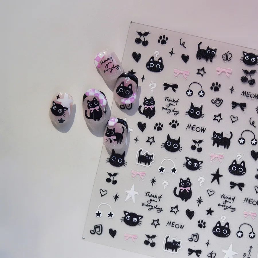 1Pcs Chibi Character Susuwatari Eggette Cute Anime Cartoon Nail Stickers Kawii Nail Art Weeb Cartoon Relief Self Adhesive Decal