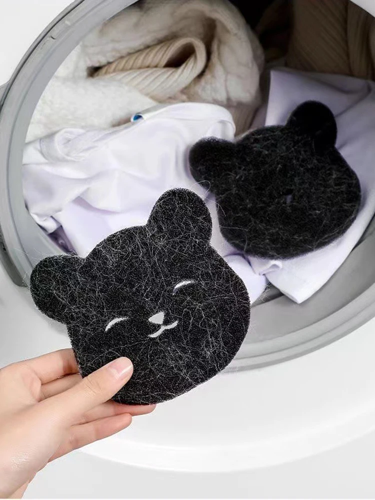2 /4 Sets Of Household Pet Hair Remover, Machine Washed Bear Sticky Sponge, Reusable, Suitable For Washing Machine, Dryer, Black