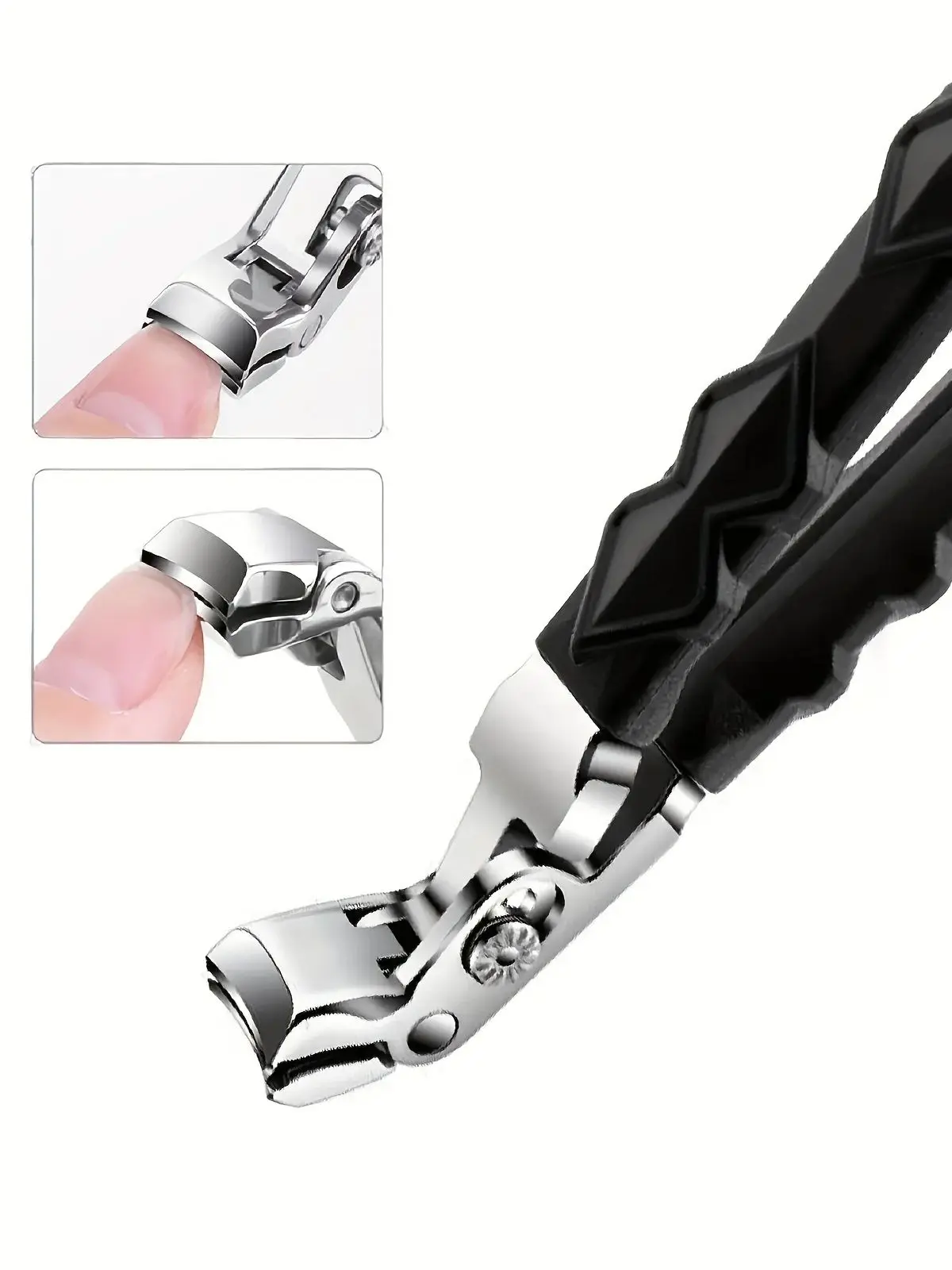 Professional Stainless Steel Toenail Clippers for Seniors, Wide Jaw, Angled Head, Concave Blade