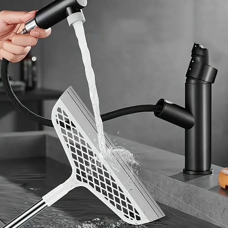 Magic broom with detachable head and double-sided silicone scraper