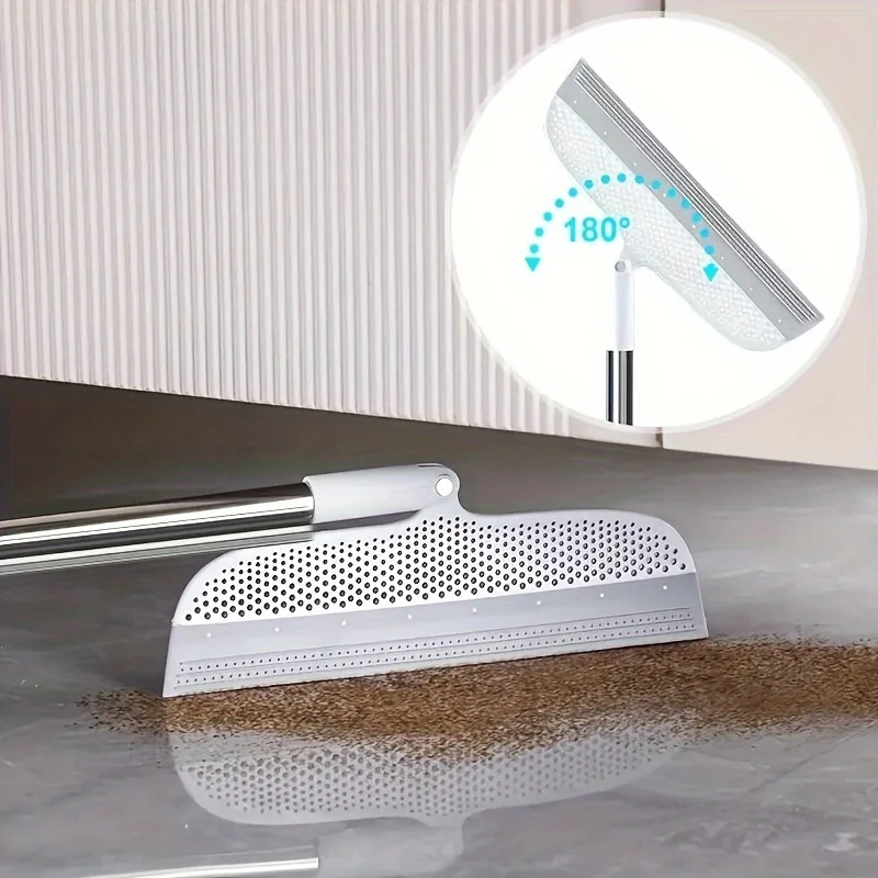 Magic broom with detachable head and double-sided silicone scraper
