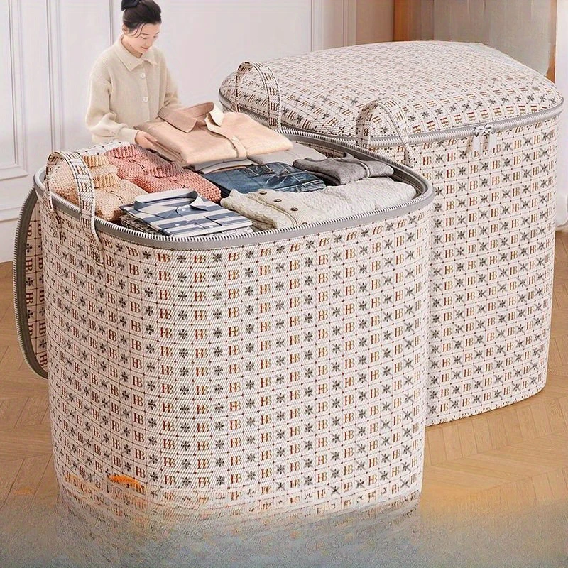 Home Storage Bag Large-Capacity Multifunctional Closet Organizers with Handle and Lids Moving Quilt Storage Basket