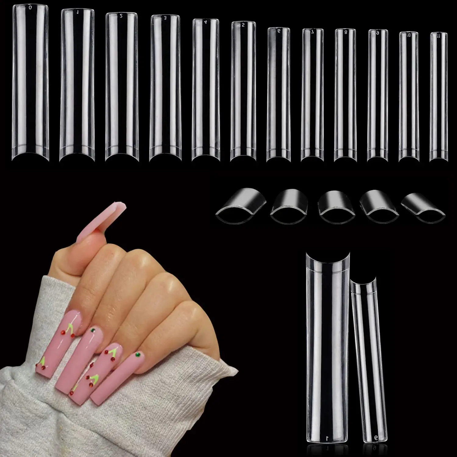 100pcs/Box XXL Extra Straight Nail Tips Long Square Coffin False Nails C Curved ABS Fake Nails Manicure Salon Nail Art Tools