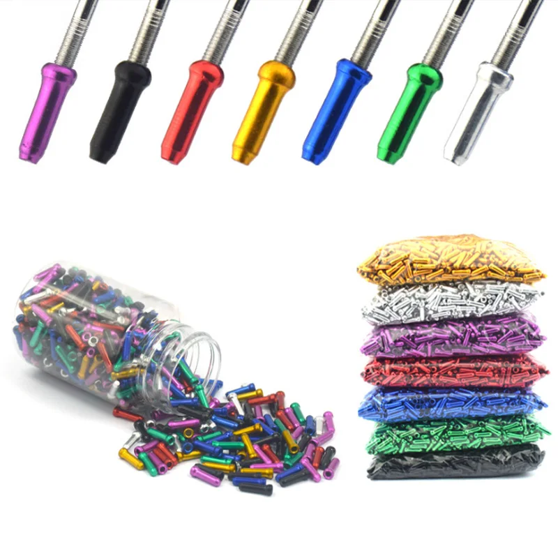 100PCS Bike Shift Brake Cable End Caps MTB Road Bike Shift Brake Inner Cable End Cap Aluminum Alloy End Cap Derailleur Wire Tips
