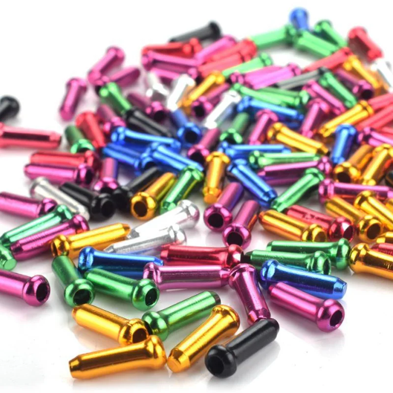 100PCS Bike Shift Brake Cable End Caps MTB Road Bike Shift Brake Inner Cable End Cap Aluminum Alloy End Cap Derailleur Wire Tips