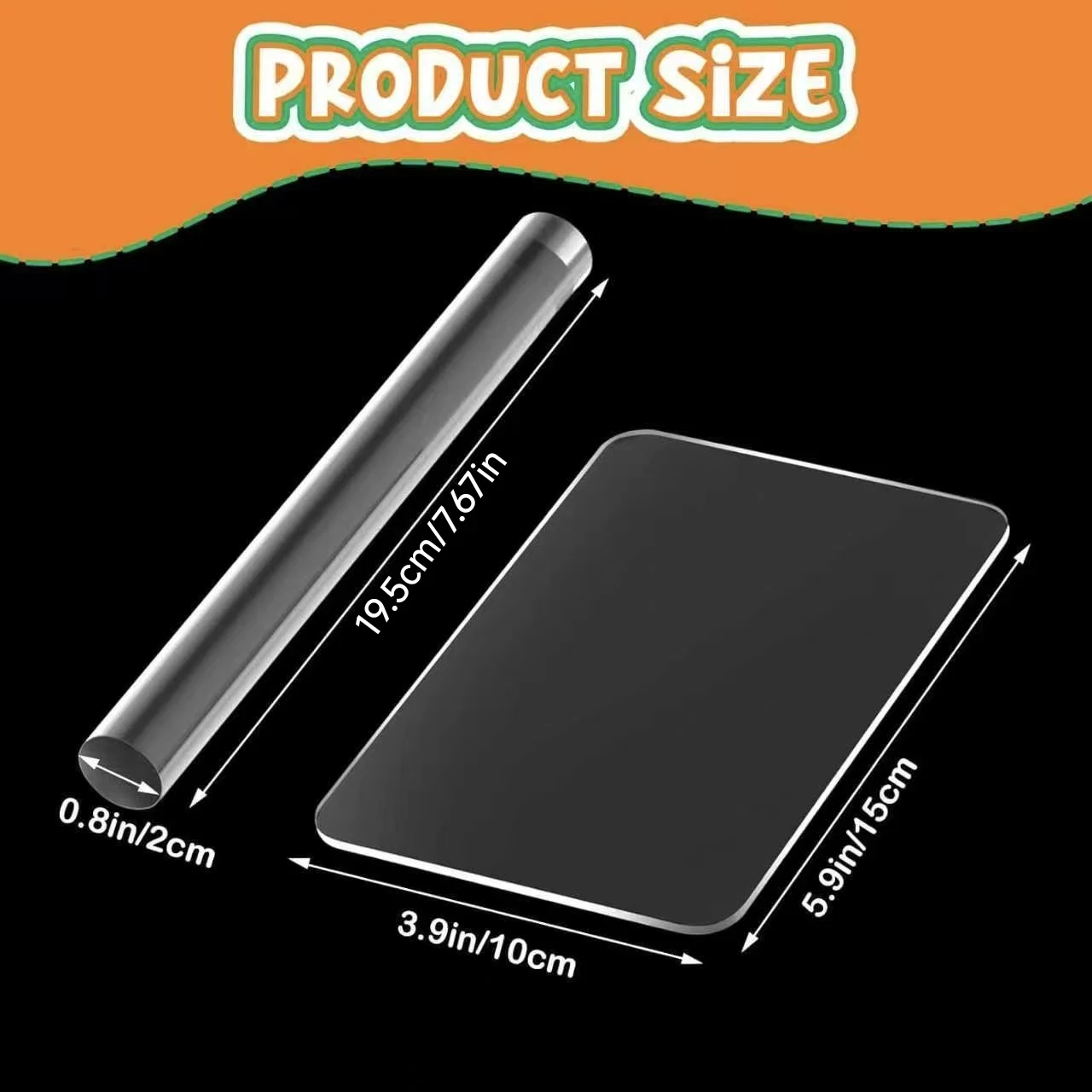 Acrylic Clay Roller with Acrylic Sheet Acrylic Round Clay Non-Stick Rollers for Shaping and Sculpting, Polymer Clay Craft Tool