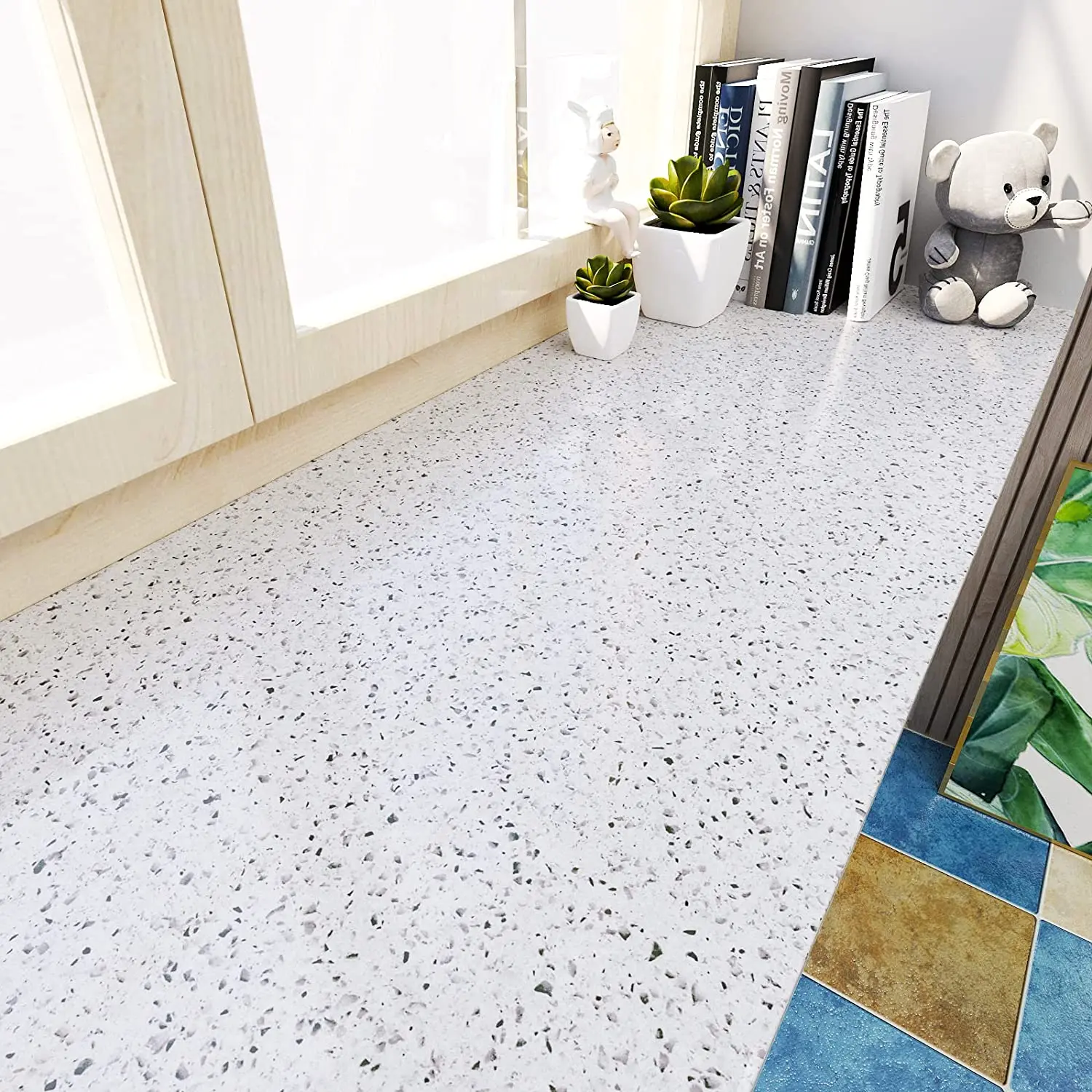 Terrazzo Countertops Waterproof Kitchen Countertop Marble Wallpaper Vinyl Self Adhesive White Granite Countertop Contact Paper
