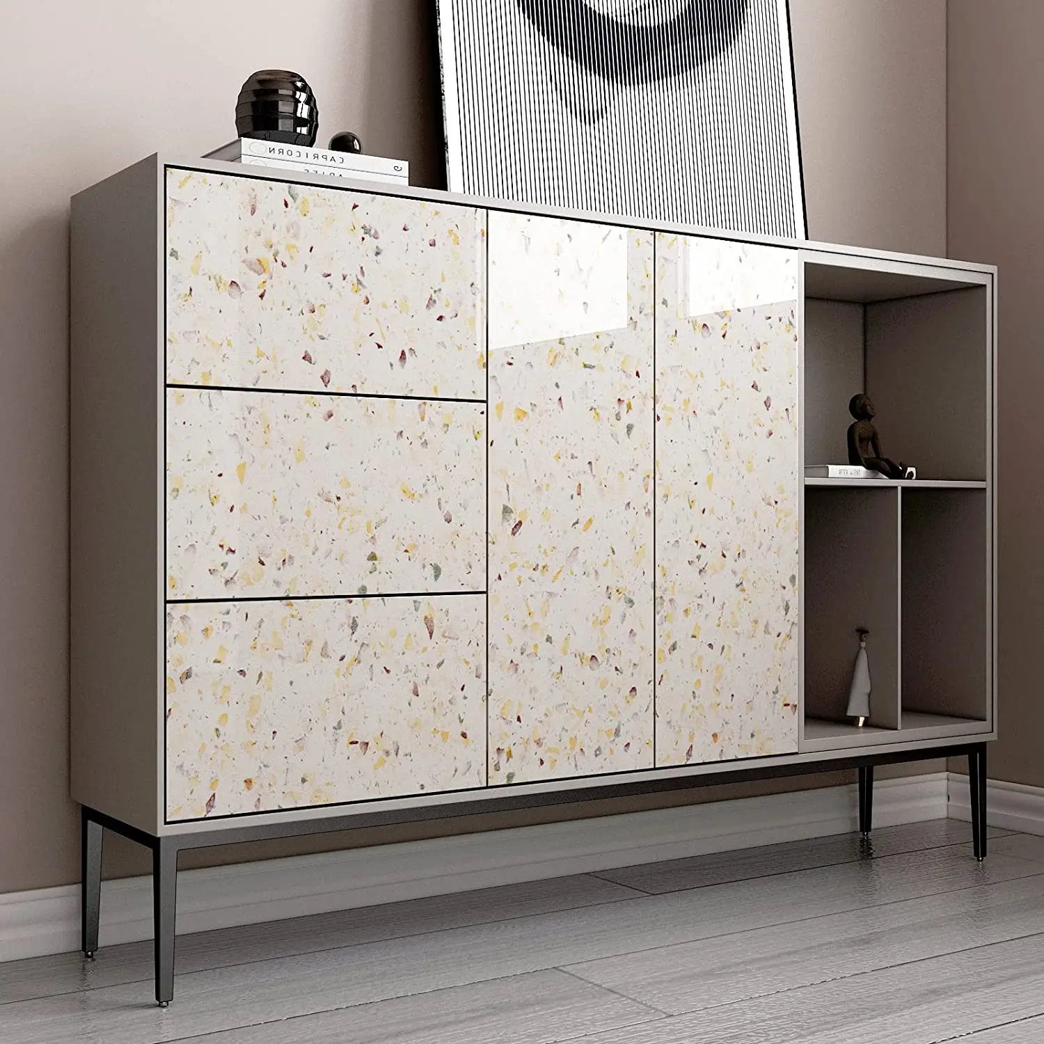 Terrazzo Countertops Waterproof Kitchen Countertop Marble Wallpaper Vinyl Self Adhesive White Granite Countertop Contact Paper