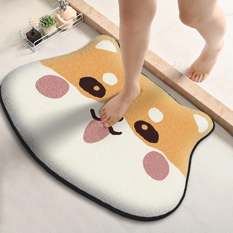 Thickened special-shaped bathroom absorbent floor mat flannel toilet mat shower room non-slip and dirt-resistant foot mat