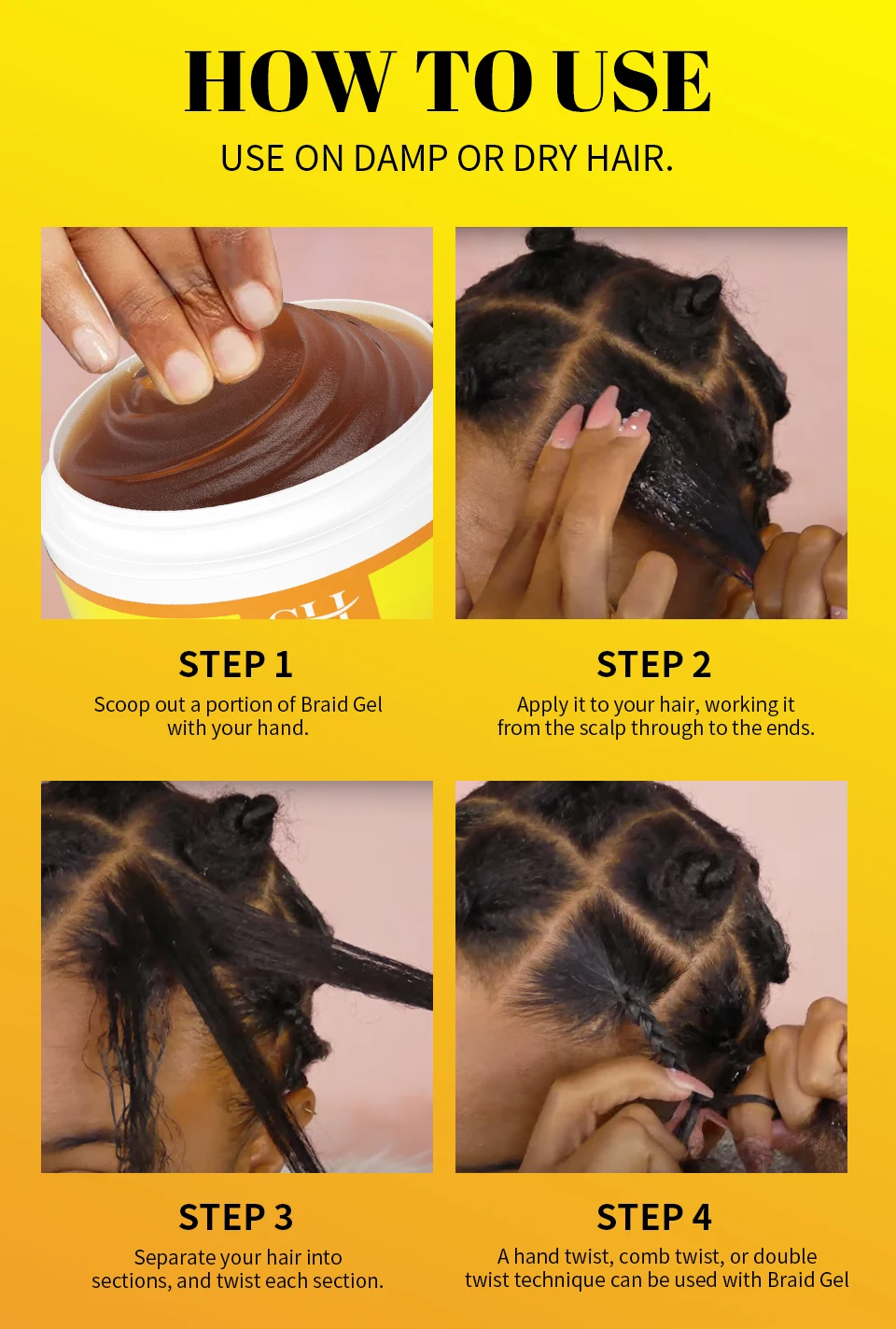 Edge Control Gel Set Hair Braiding Gel Biotin Anti Break Hair Wax Non-Greasy Hair Styling Cream Anti-Frizz Wax Stick For Wig