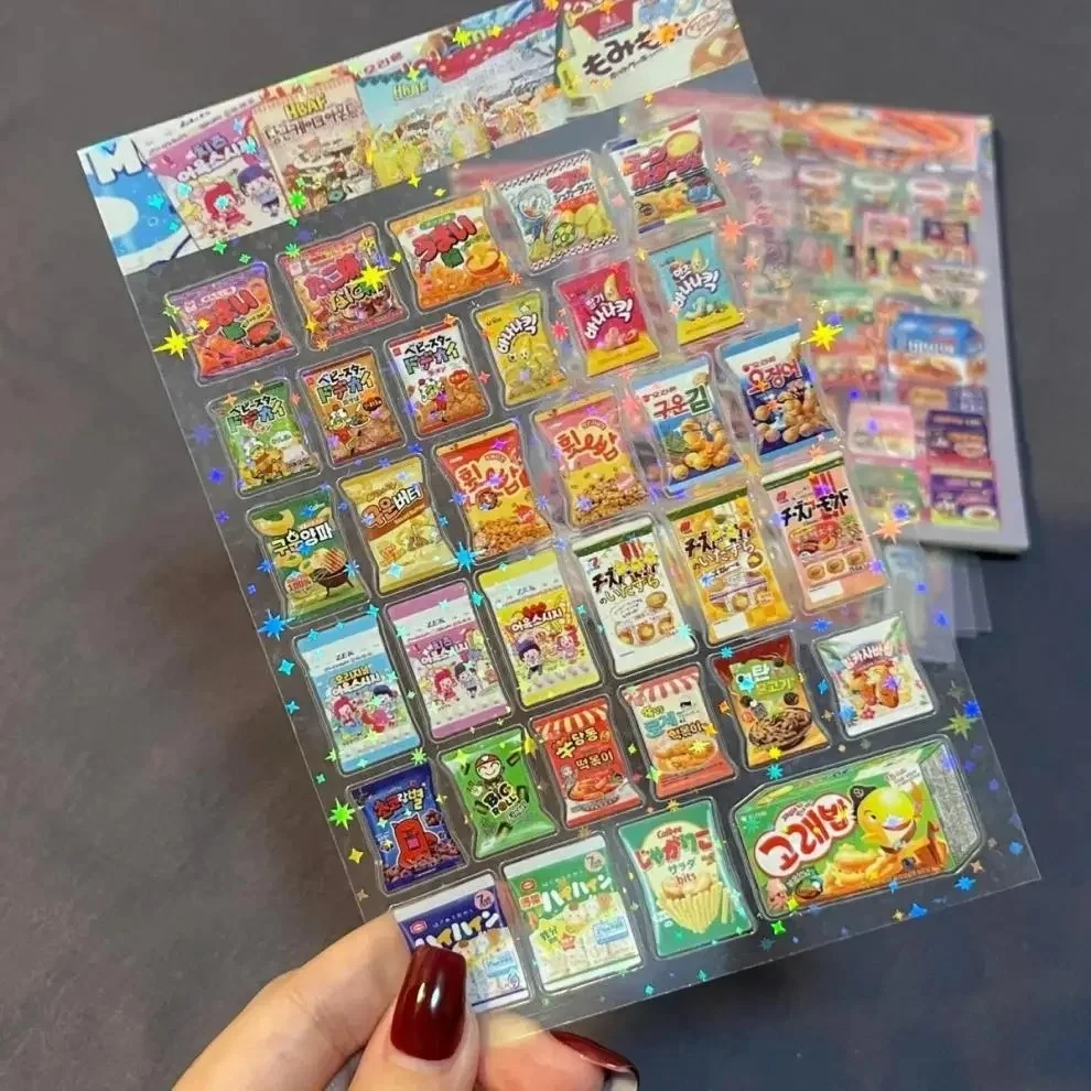 10pcs Snack Food Packaging Stickers For Phone PET Waterproof Cartoon Scrapbook Sticker Journaling Stationery Kawaii