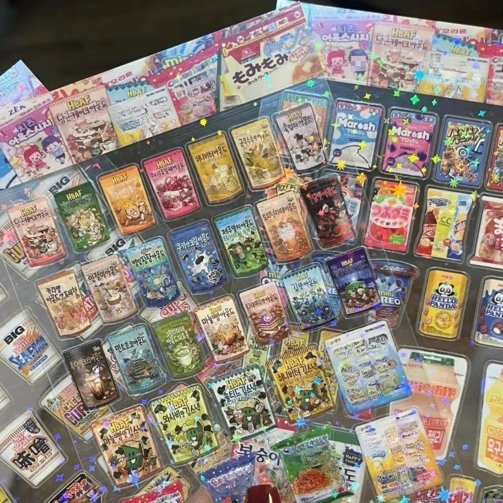 10pcs Snack Food Packaging Stickers For Phone PET Waterproof Cartoon Scrapbook Sticker Journaling Stationery Kawaii