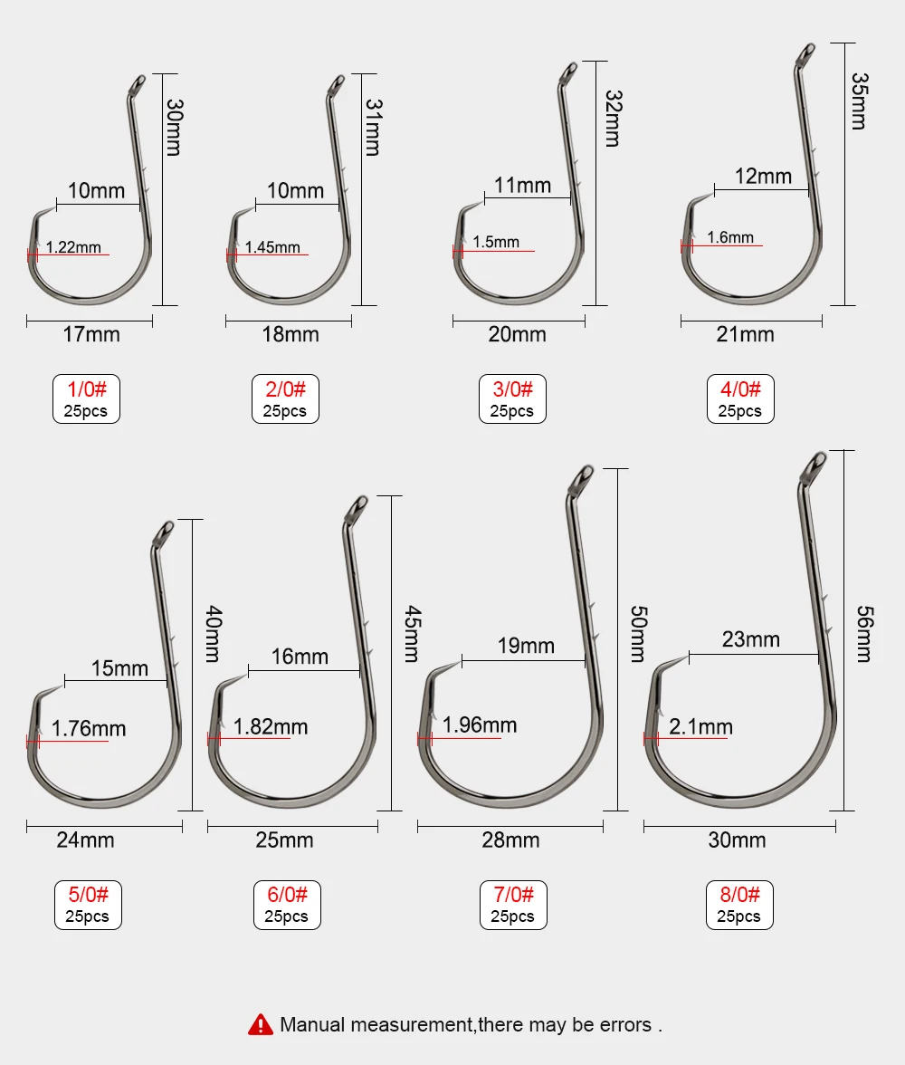 FISH KING 25/50PCS Double Back Stab Saltwater Fishing Hooks Strong Circle Fishhook Bait Catfish Fishing Eagle Claw Circle Hooks