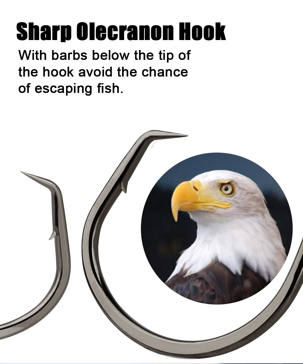 FISH KING 25/50PCS Double Back Stab Saltwater Fishing Hooks Strong Circle Fishhook Bait Catfish Fishing Eagle Claw Circle Hooks
