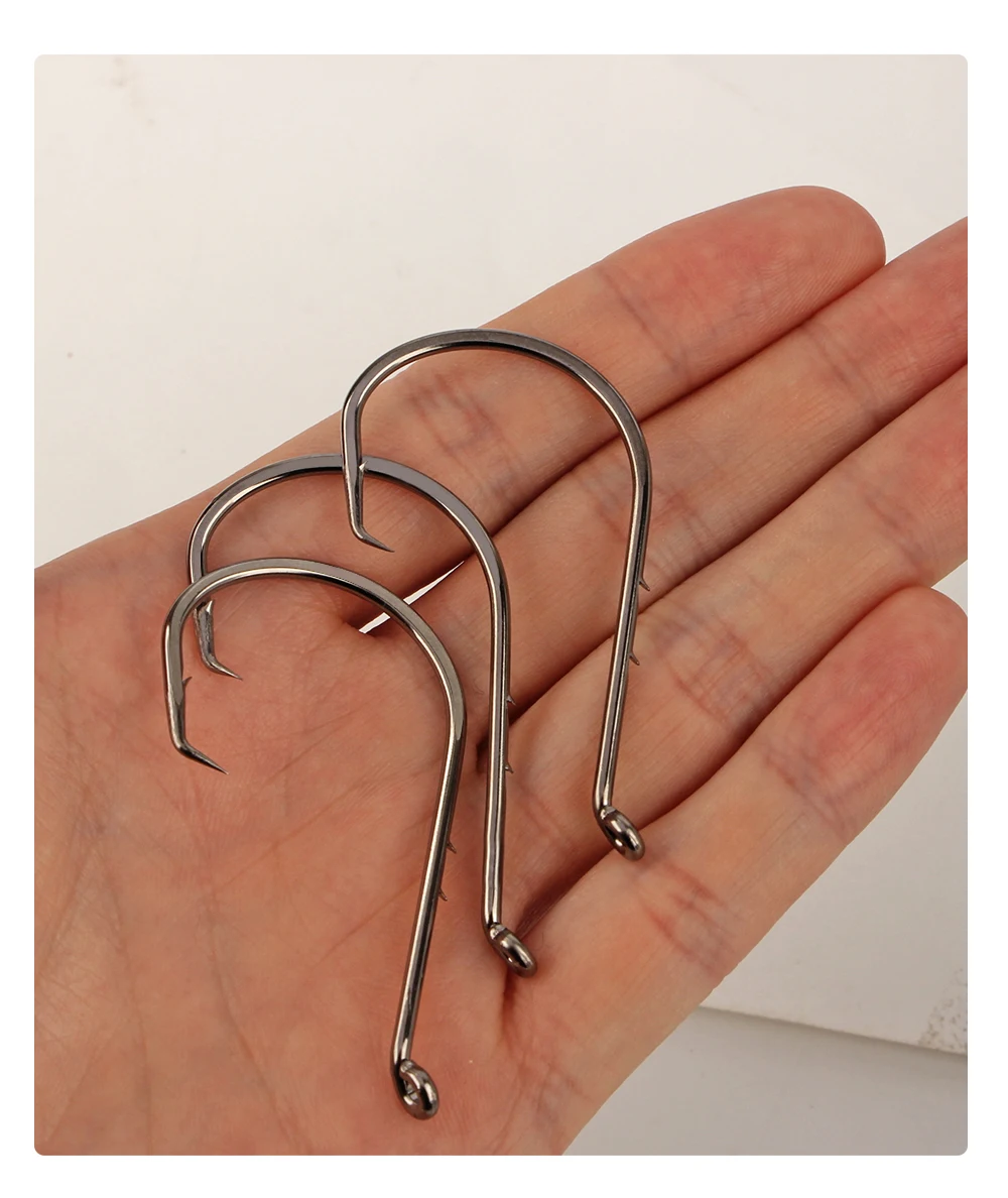 FISH KING 25/50PCS Double Back Stab Saltwater Fishing Hooks Strong Circle Fishhook Bait Catfish Fishing Eagle Claw Circle Hooks