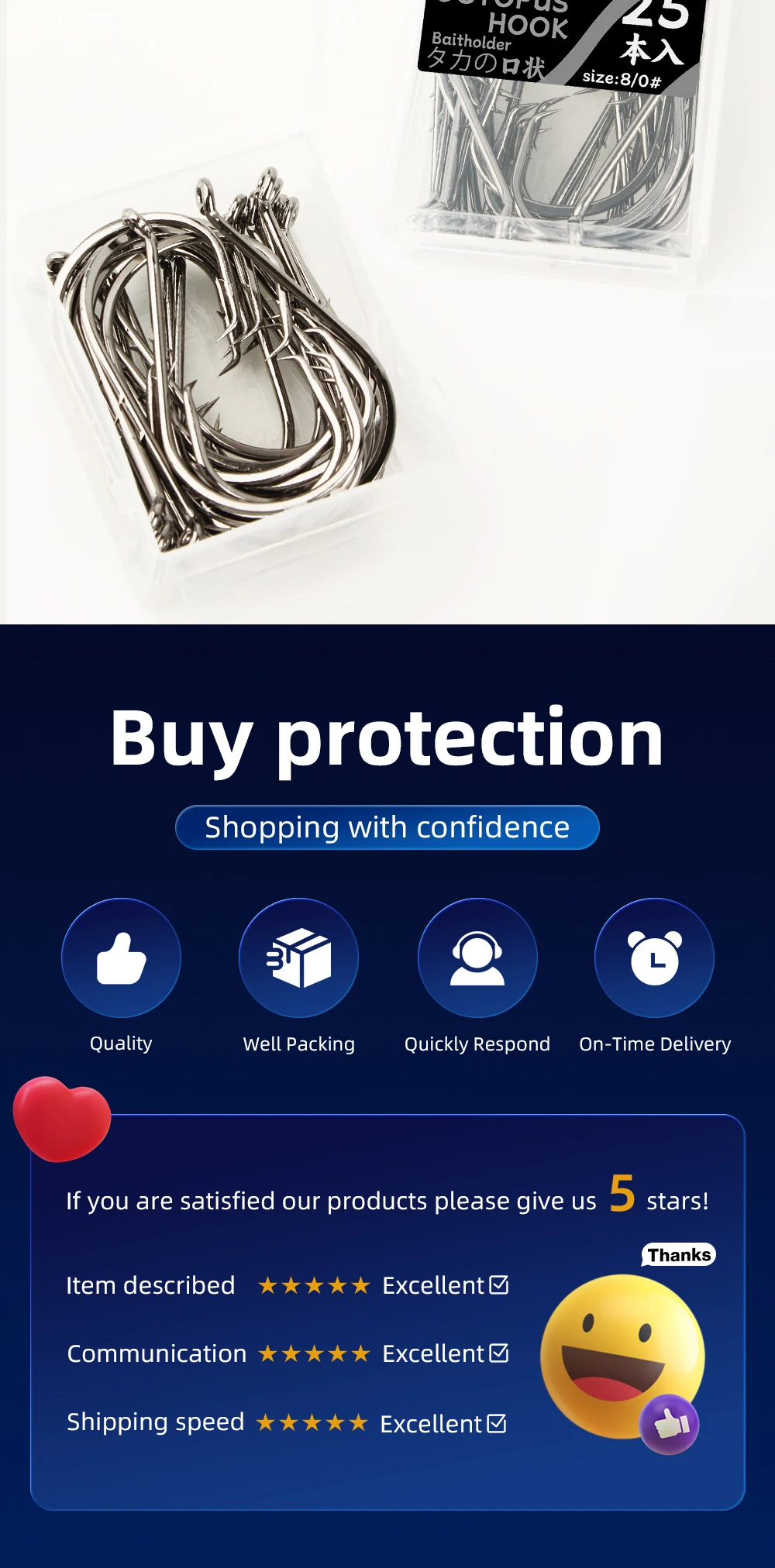 FISH KING 25/50PCS Double Back Stab Saltwater Fishing Hooks Strong Circle Fishhook Bait Catfish Fishing Eagle Claw Circle Hooks