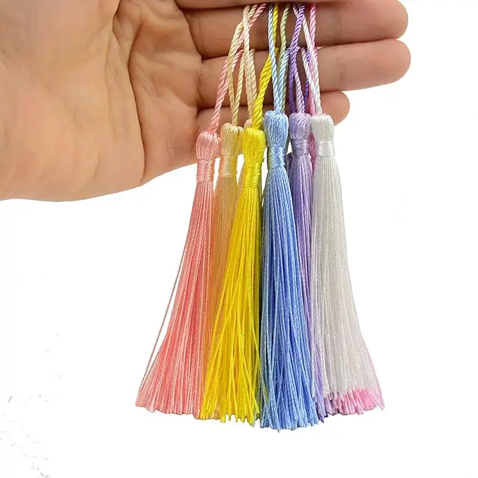 Mixed 100Pcs 13cm/5 Inch Silky Floss Bookmark Tassels Hanging Spike Rope Crafts For Jewelry Making DIY Craft Accessory