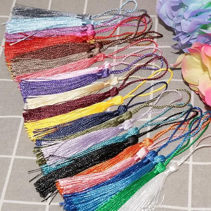 Mixed 100Pcs 13cm/5 Inch Silky Floss Bookmark Tassels Hanging Spike Rope Crafts For Jewelry Making DIY Craft Accessory