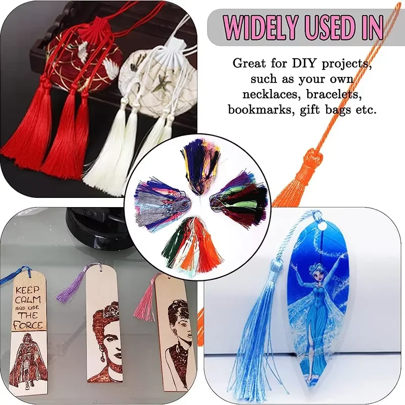 Mixed 100Pcs 13cm/5 Inch Silky Floss Bookmark Tassels Hanging Spike Rope Crafts For Jewelry Making DIY Craft Accessory