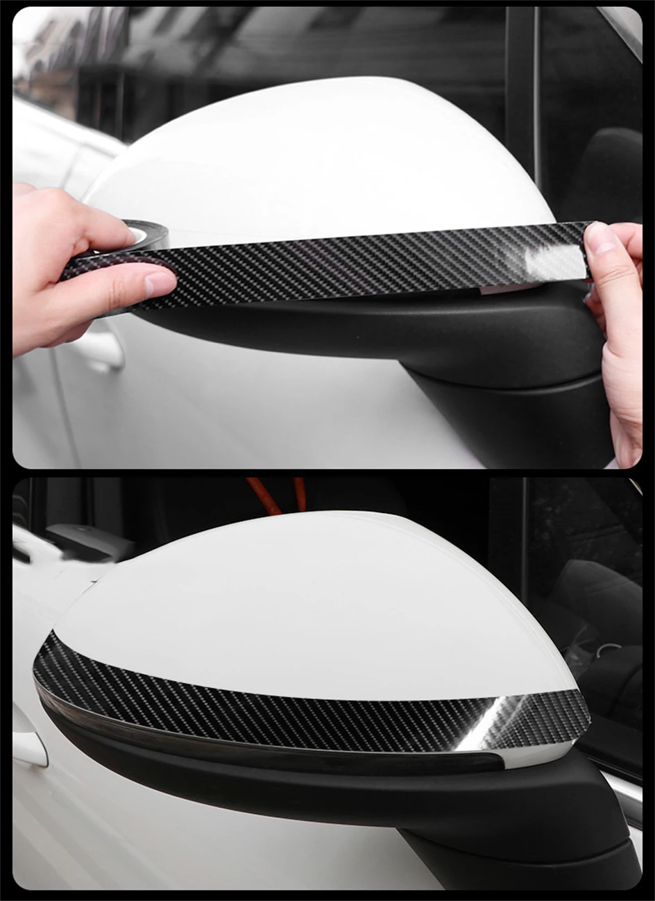 1-10M 3D Car Carbon Fiber Sticker DIY Paste Protector Strip Auto Door Sill Side Mirror Anti Scratch Tape Black Waterproof Film