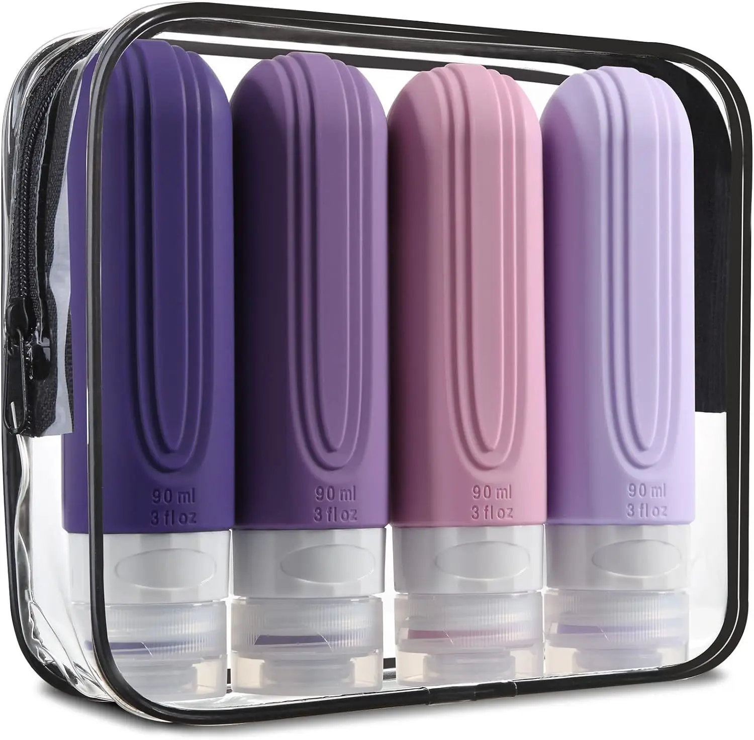 4 Pack Leak Proof Travel Bottle Set Made Of Silicone - TSA-Approved Containers For Toiletries And Conditioner