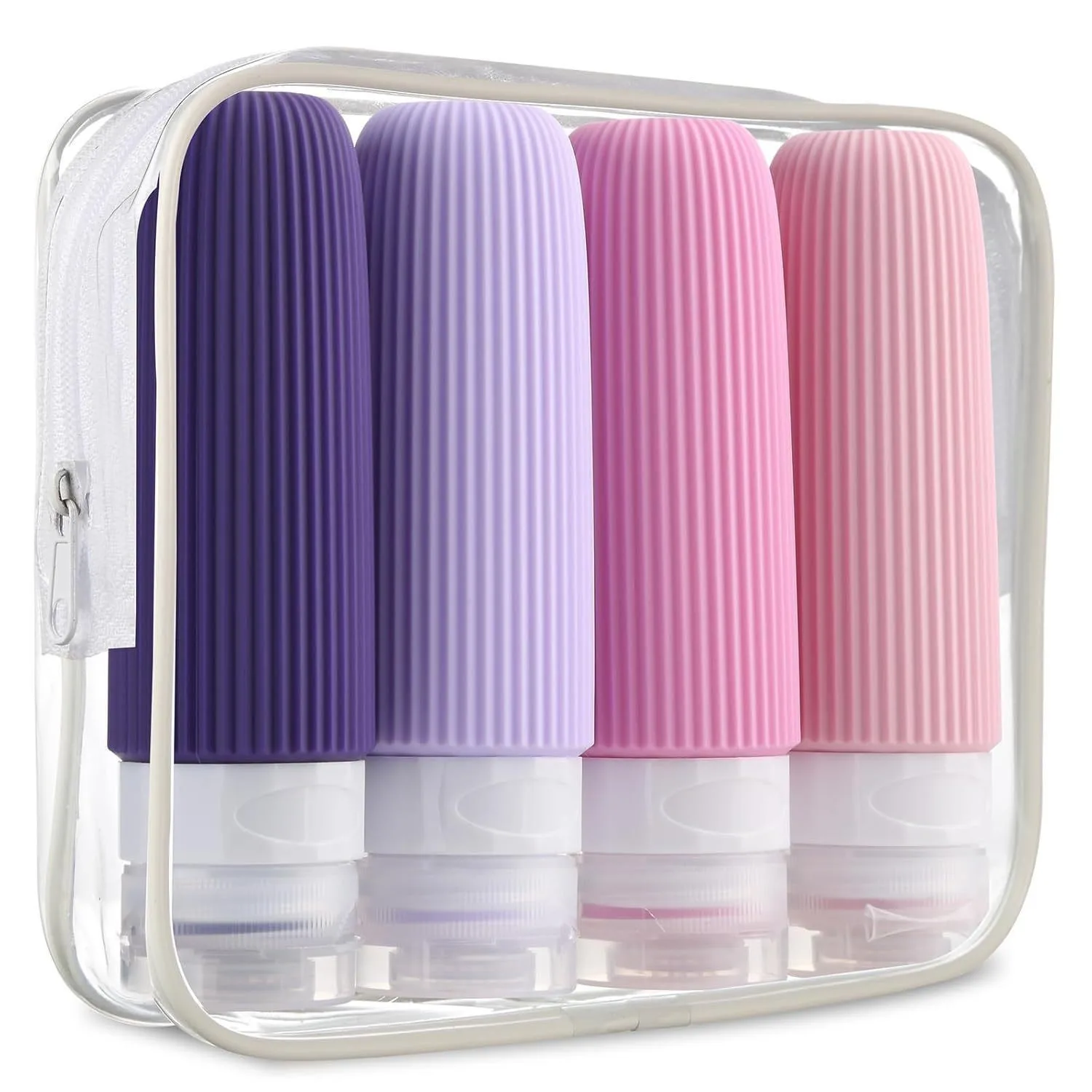 4 Pack Leak Proof Travel Bottle Set Made Of Silicone - TSA-Approved Containers For Toiletries And Conditioner