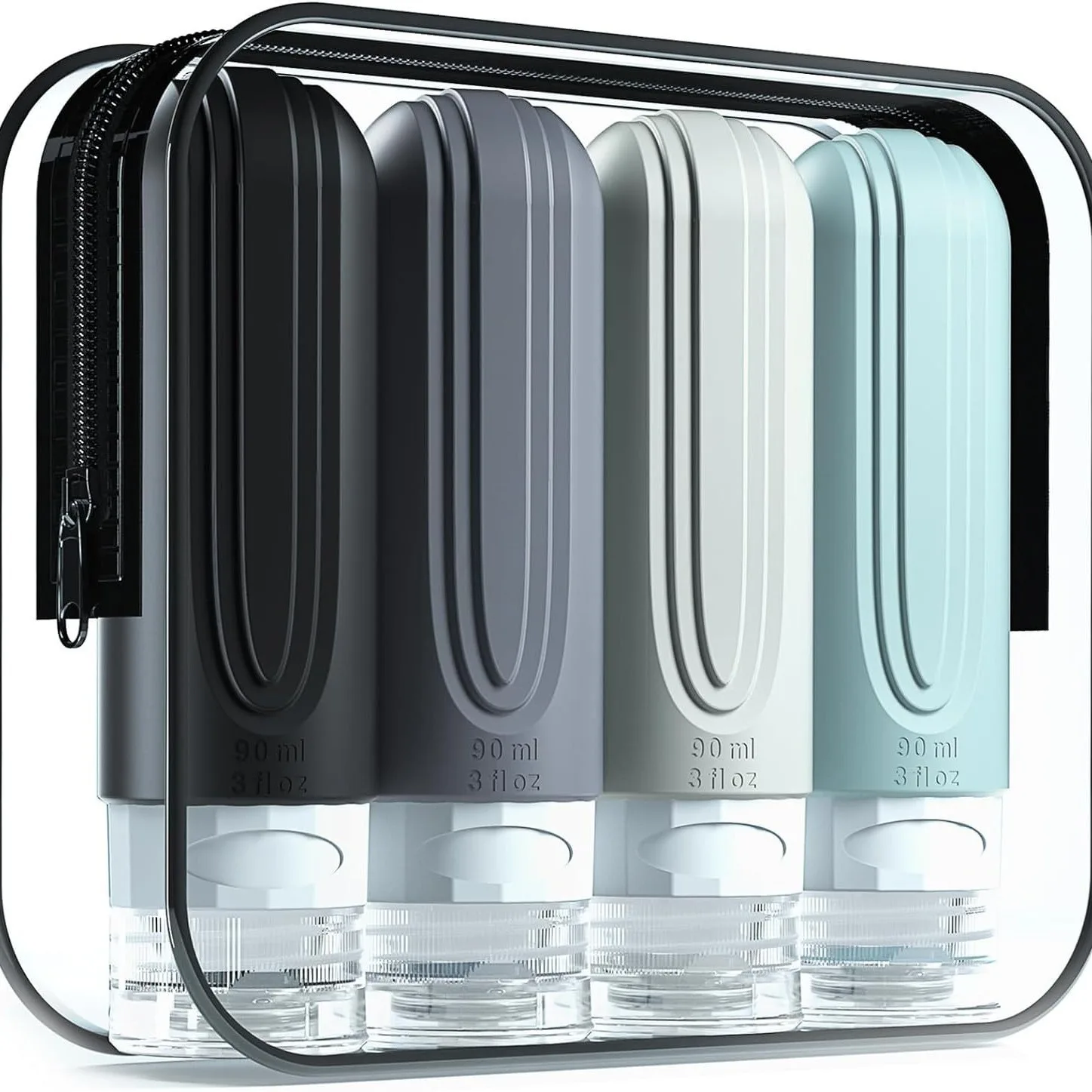 4 Pack Leak Proof Travel Bottle Set Made Of Silicone - TSA-Approved Containers For Toiletries And Conditioner