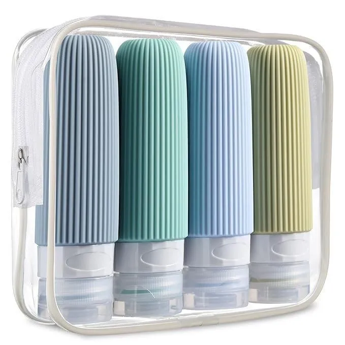 4 Pack Leak Proof Travel Bottle Set Made Of Silicone - TSA-Approved Containers For Toiletries And Conditioner