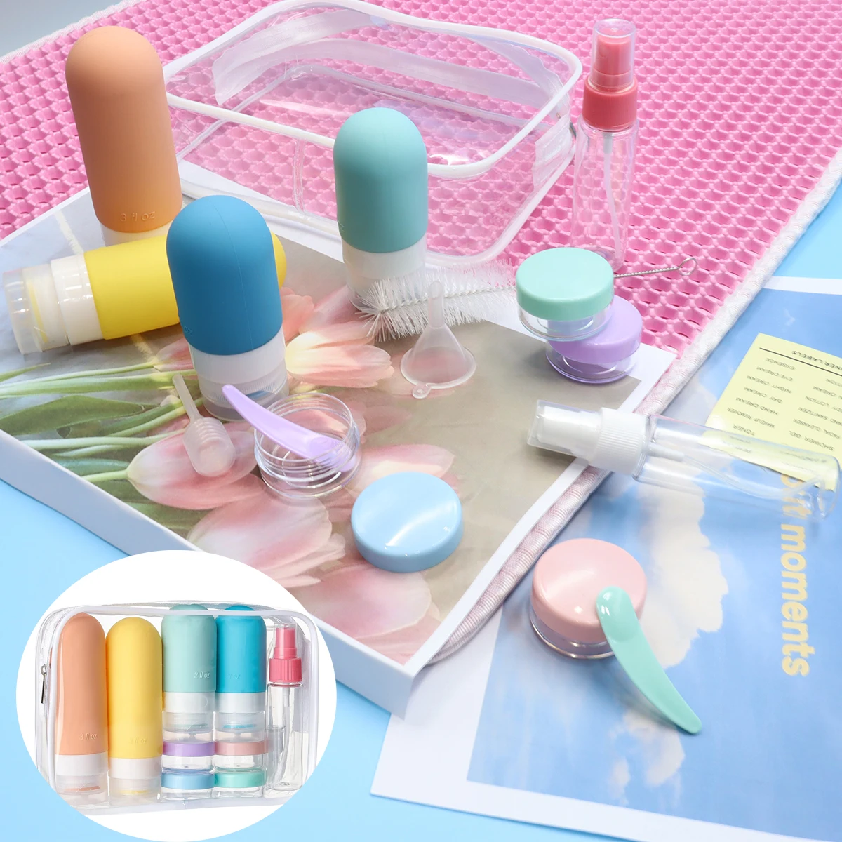 4 Pack Leak Proof Travel Bottle Set Made Of Silicone - TSA-Approved Containers For Toiletries And Conditioner