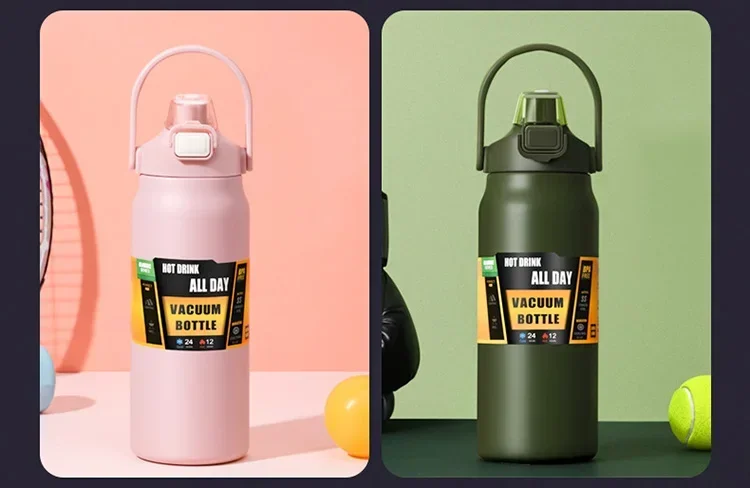 304 Stainless Steel Thermos Portable Outdoor Thermal Mug Tumbler Vacuum Flasks Cold and Hot Sports Water Bottle with Straw