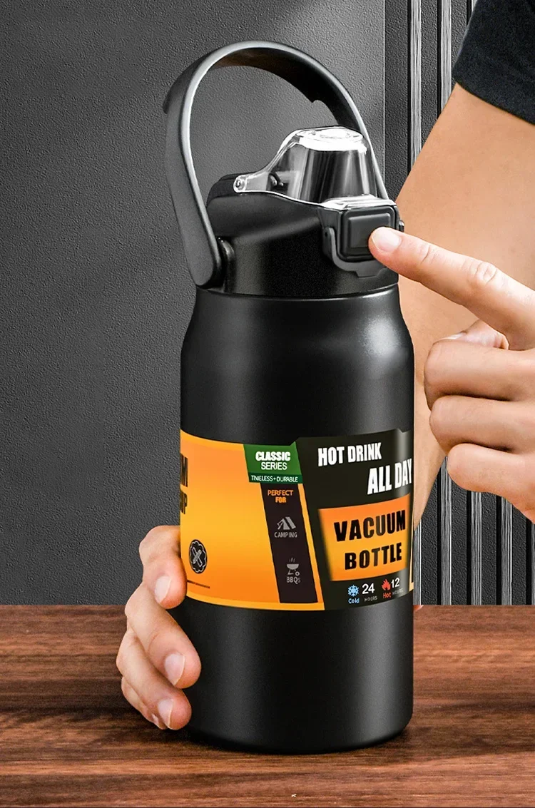 304 Stainless Steel Thermos Portable Outdoor Thermal Mug Tumbler Vacuum Flasks Cold and Hot Sports Water Bottle with Straw
