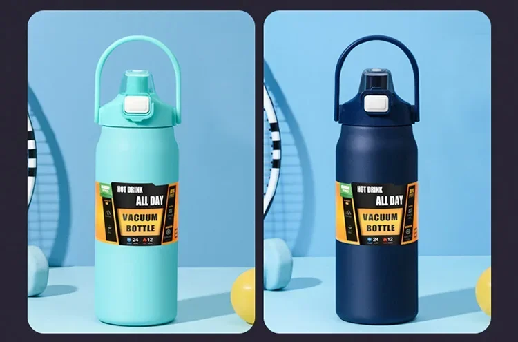 304 Stainless Steel Thermos Portable Outdoor Thermal Mug Tumbler Vacuum Flasks Cold and Hot Sports Water Bottle with Straw