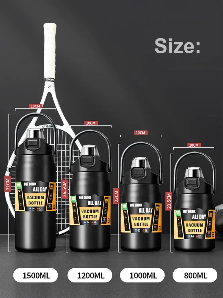 304 Stainless Steel Thermos Portable Outdoor Thermal Mug Tumbler Vacuum Flasks Cold and Hot Sports Water Bottle with Straw