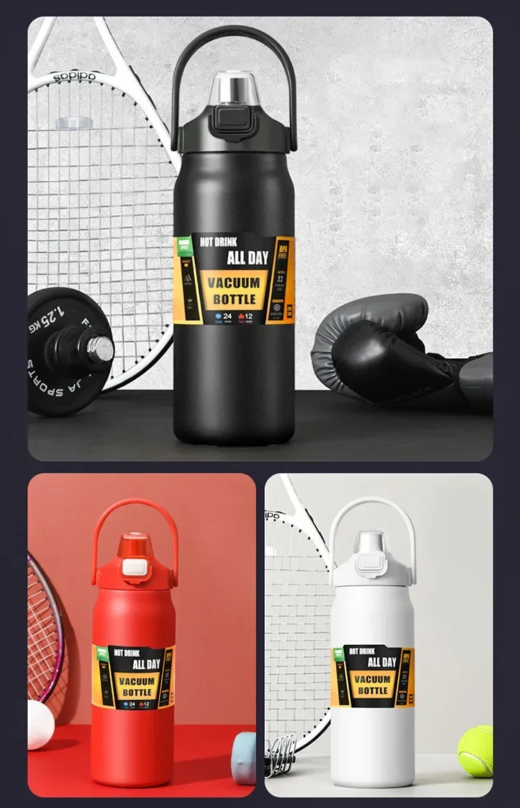 304 Stainless Steel Thermos Portable Outdoor Thermal Mug Tumbler Vacuum Flasks Cold and Hot Sports Water Bottle with Straw