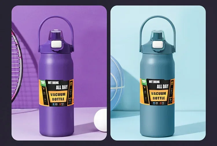 304 Stainless Steel Thermos Portable Outdoor Thermal Mug Tumbler Vacuum Flasks Cold and Hot Sports Water Bottle with Straw