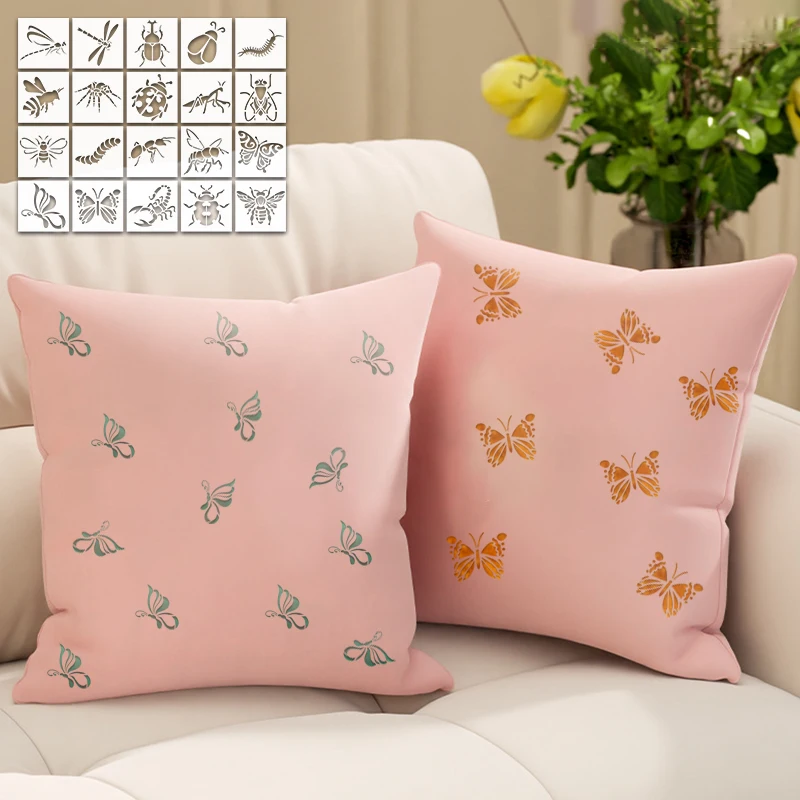 YOMDID 20pcs Insect Series Painting Hollow Out Stencils Reusable DIY Dragonfly, Bee, and other Insect Pattern Graffiti Templates
