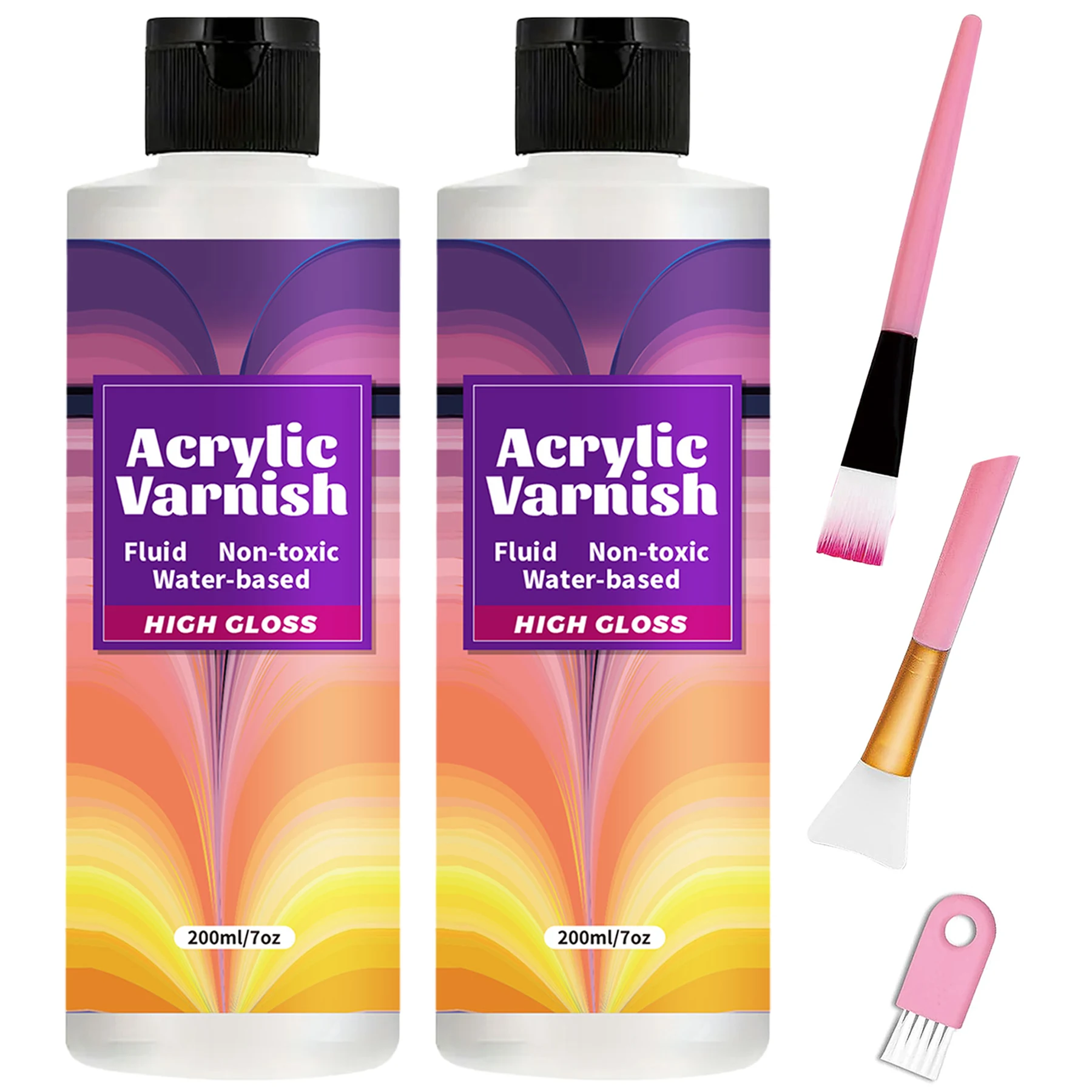 200ML Acrylic Varnish High Gloss Finish, Protective Clear Coat for Paintings, Non-Yellowing Waterproof Sealant, Anti-Cracking wi