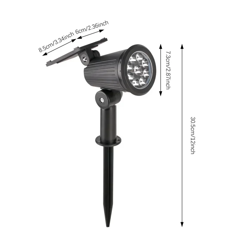 9 LED Solar Spot Lights Outdoor RGB Solar Landscape Lights IP65 Waterproof Brightness Adjustable for Garden Yard Palm Trees
