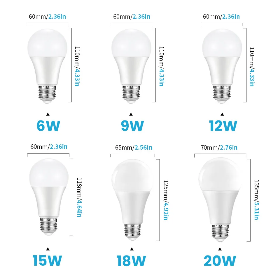 6pcs Radar Motion Sensor Light Bulb 220V 110V E27 LED Lamp Smart Infrared Bulb 6W 9W 12W 15W 18W 20W Working in Night Darkness