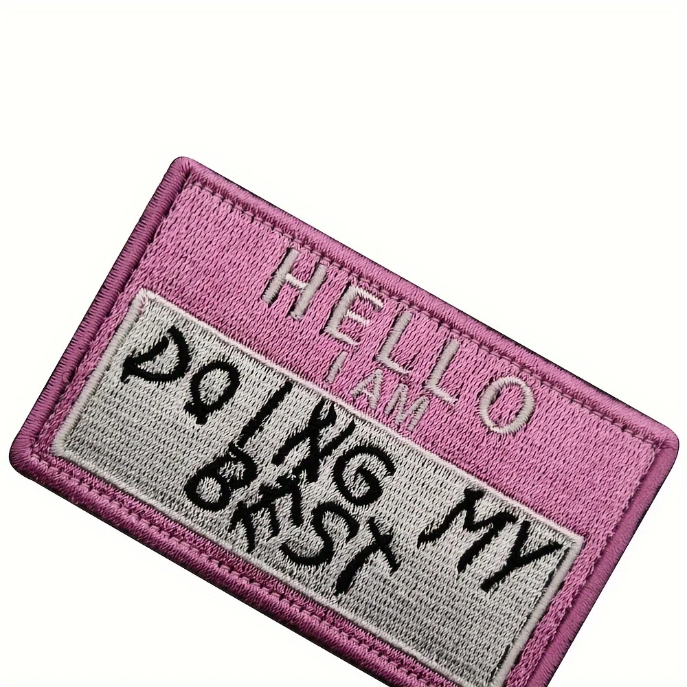 1pc "DOING MY BEST" Tactical Morale Patch with Hook & Loop - Embroidered Fastner Badge for Molle Backpacks, Caps, Vest