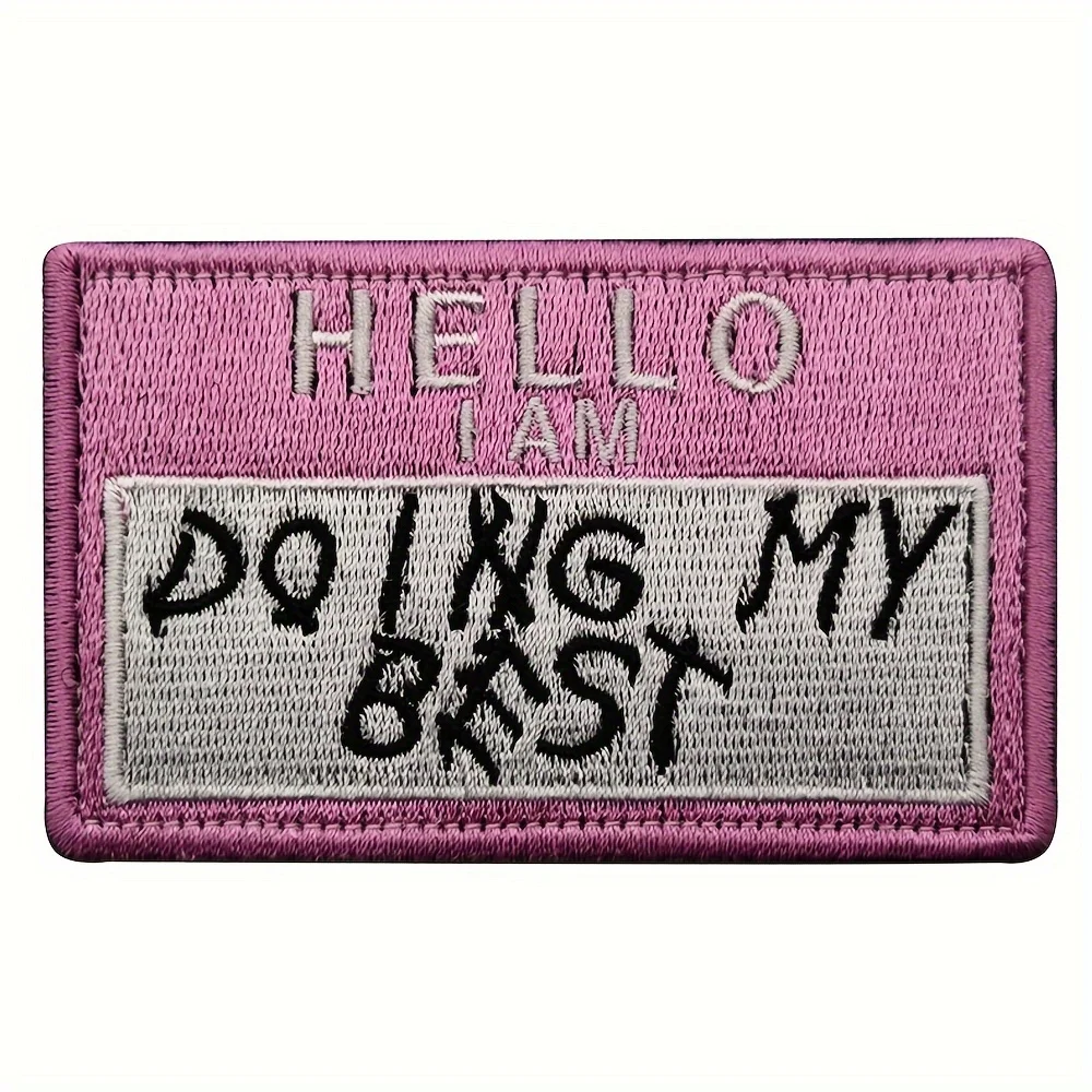 1pc "DOING MY BEST" Tactical Morale Patch with Hook & Loop - Embroidered Fastner Badge for Molle Backpacks, Caps, Vest