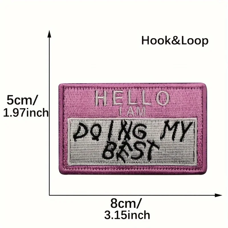 1pc "DOING MY BEST" Tactical Morale Patch with Hook & Loop - Embroidered Fastner Badge for Molle Backpacks, Caps, Vest