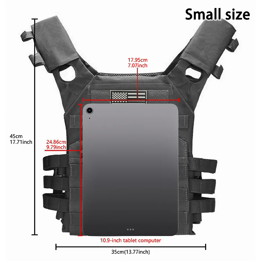 MOLLE outdoor training vest (including US flag emblem) with convenient expansion, lightweight and multifunctional JPC vest