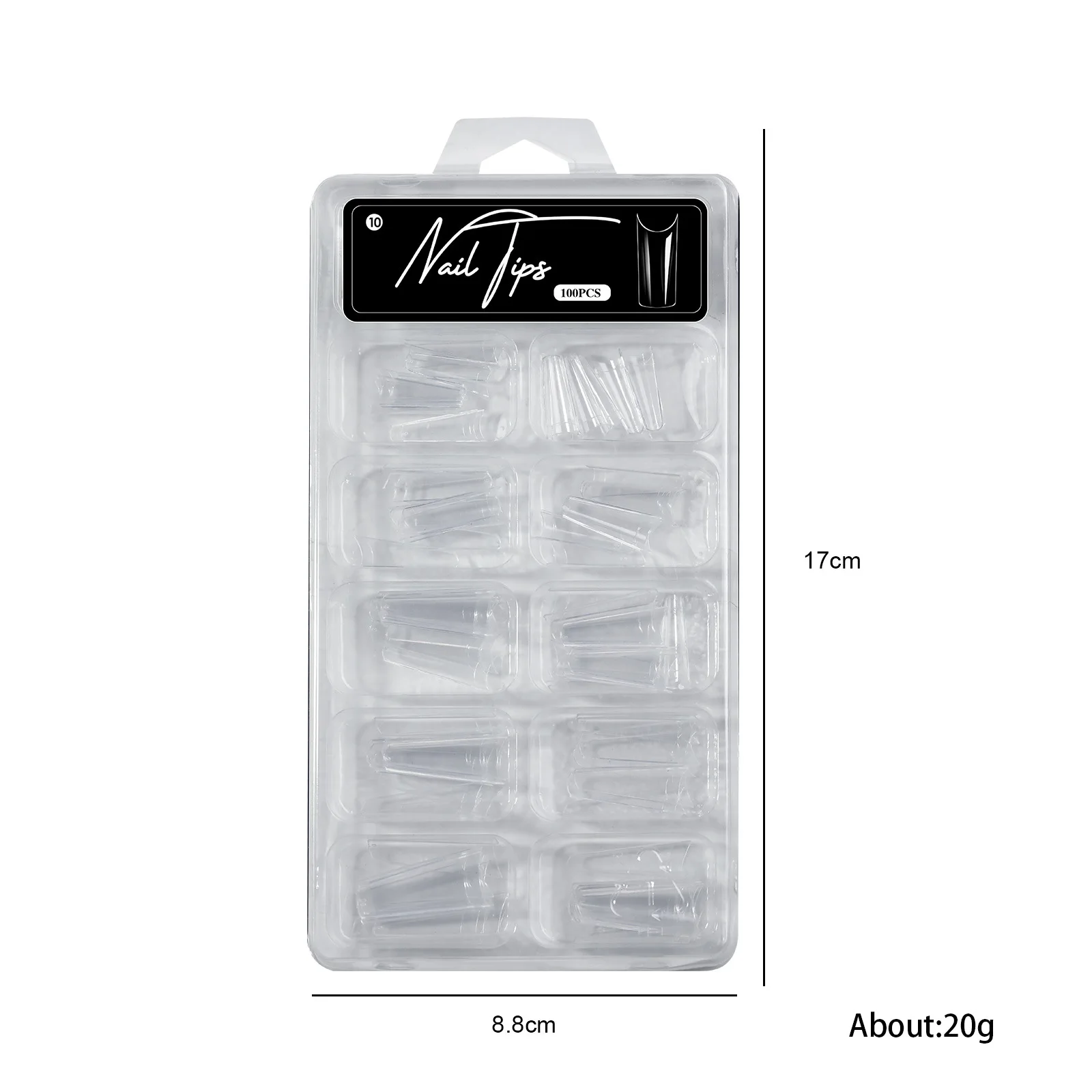 100pcs Almond Square Traceless Transparent False Nail Stickers Full Cover Pressed Nail Acrylic Suitable for Nail Art Extension