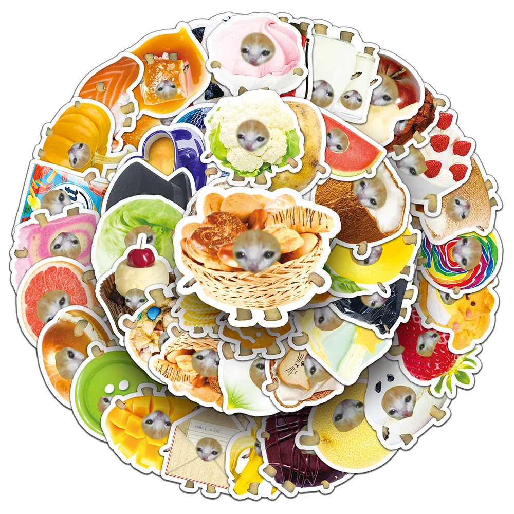 10/30/50pcs Funny Food Cat Meme Waterproof Graffiti Stickers Aesthetic Decorative Decal Laptop Phone Fridge Scrapbooking Sticker
