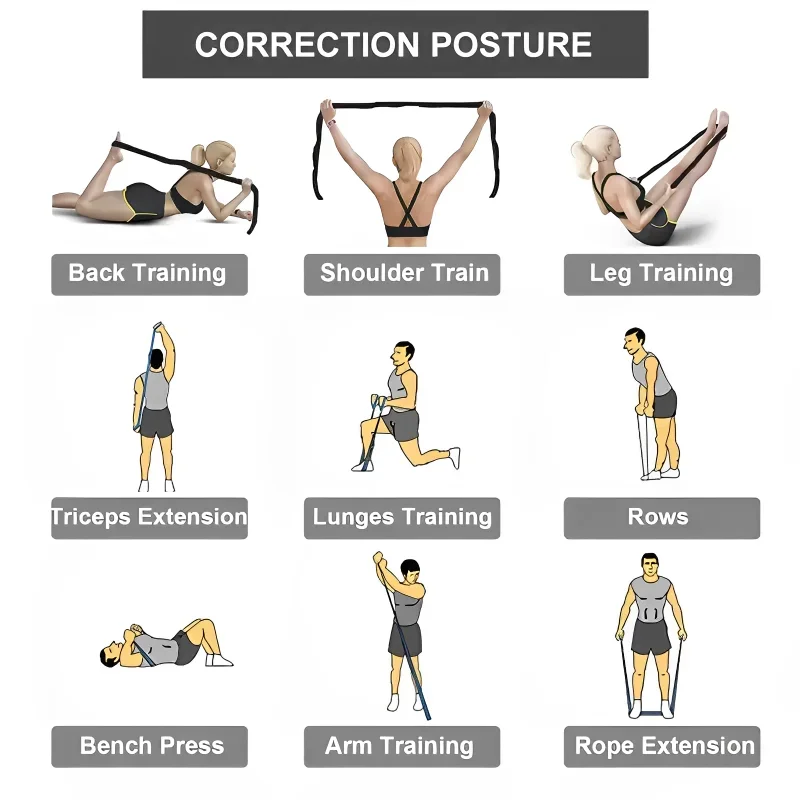 Multi Stage Yoga Stretch Band Latin Dance Stretch Band Correct Posture 11 Grid Elastic Band Digital Band Pose Band