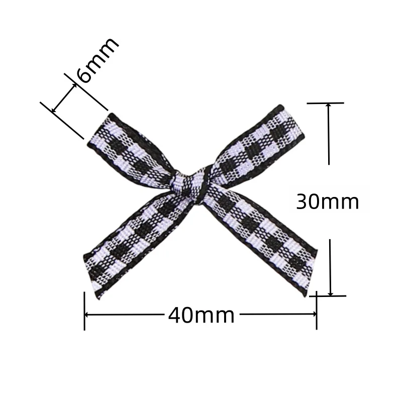 50Pcs/Lot Mini Plaid Stain Ribbon Bow Checkered Gingham Bow For DIY Sewing Crafts Wedding Decoration Hairpin Garment Accessories