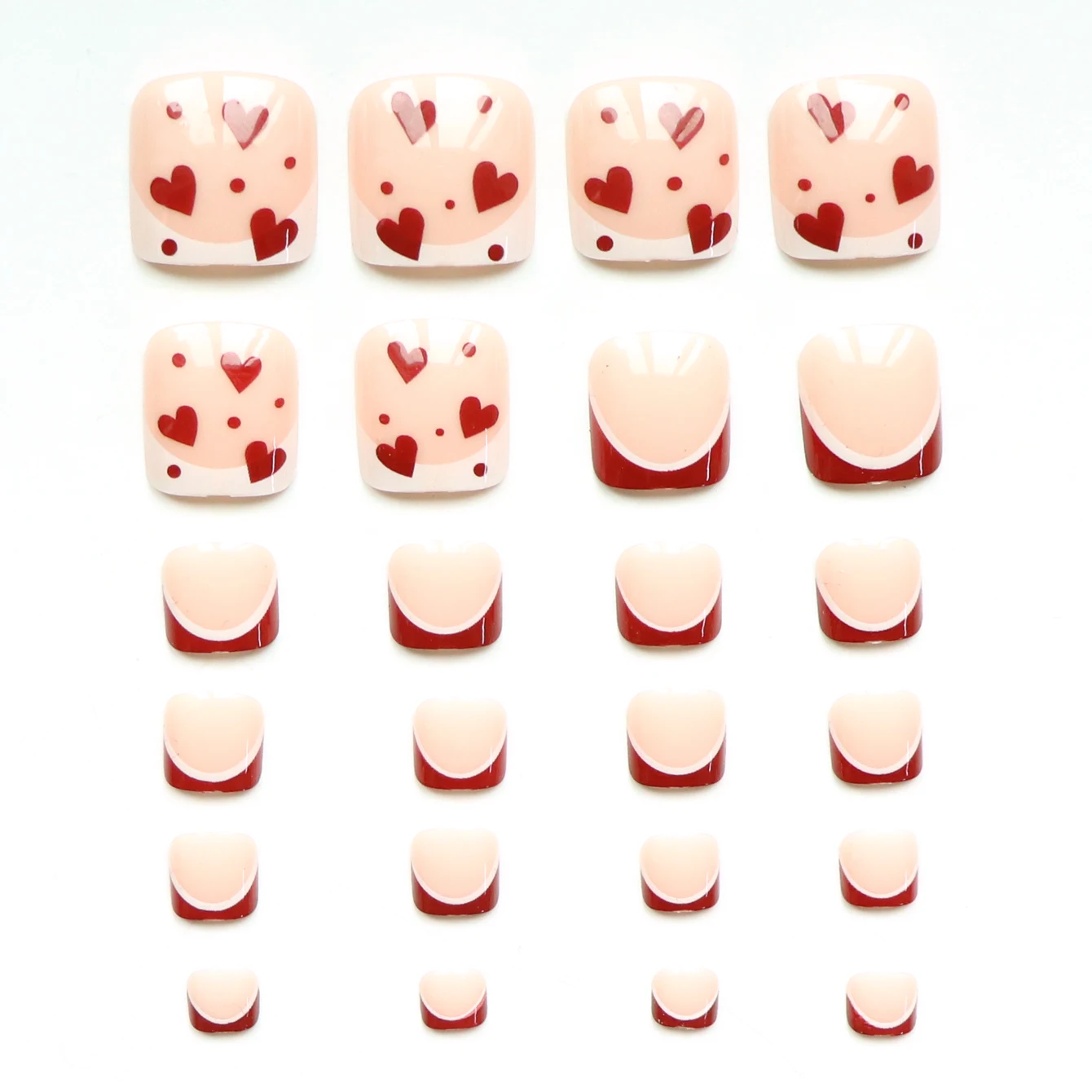 24pcs French Fake Toenails Pink Gradient Full Cover Short Square Toe Nails Foot Nails Tips for Women Girls