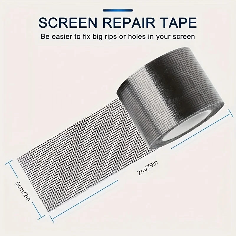 Strong Adhesive Fiberglass Mesh Repair Tape - Waterproof Mosquito Net and Fabric Patch, Easy to Use