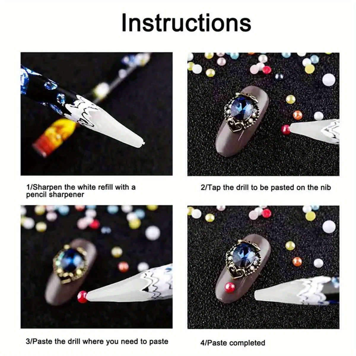 1/2/3/5PCS Nail Art Dotting Pencil Rhinestone Picker Contactless Pick Up Tool For Crystal Wax Pencil For Stones Accessories
